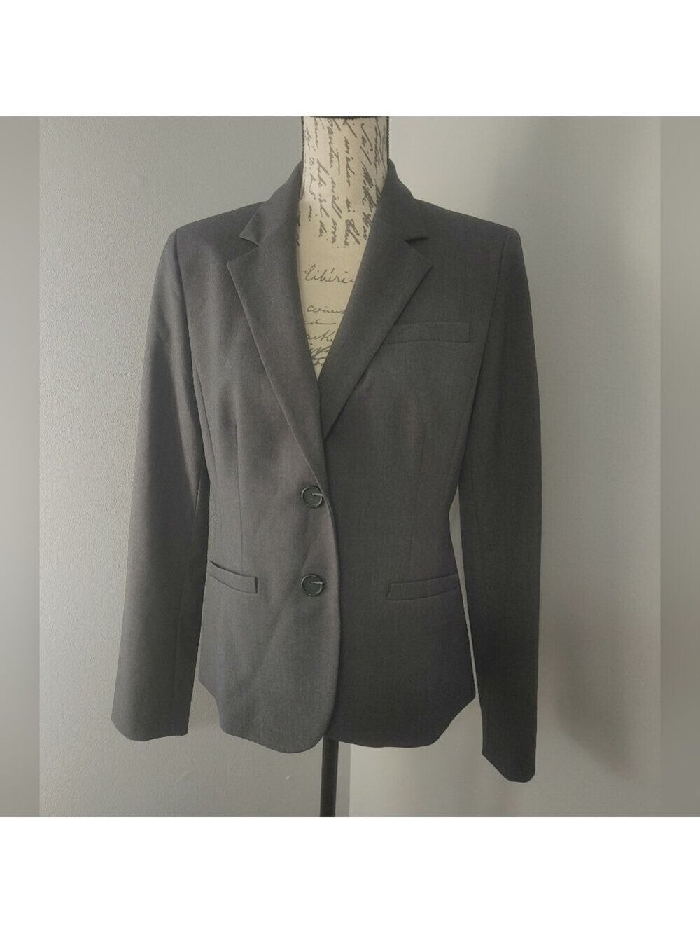 Jones New York Stretch Dark Gray 2 Buttton Blazer 8